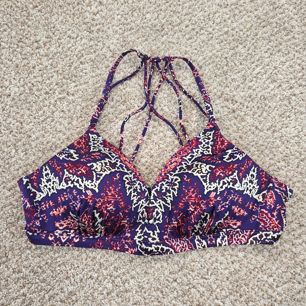ATHLETA BIKINI TOP Size Large Aqualuxe STRAPPY BACK MULTICOLOR PADDED